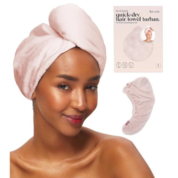 Kitsch Hair Bundle - Headband, Satin-Lined Shower Cap, Microfiber Hair Towel - Picture 2 of 4